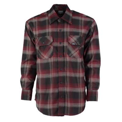 Sundown Heavyweight Flannel in Light Maroon/Black/Grey