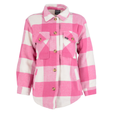 Women's Sherpa Lined Shacket in Dark Pink