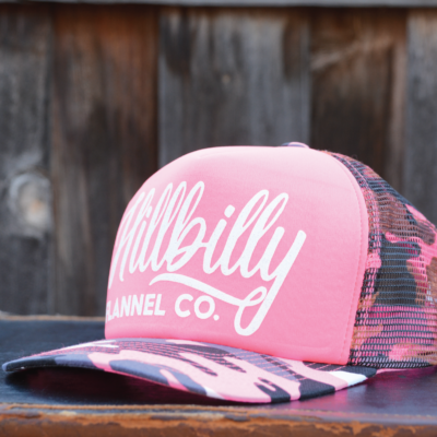 Hillbilly Script Foam-Front Cap in Pink Camo